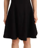 Dolce & Gabbana Black Fit Flare Wool Stretch Sheath Dress