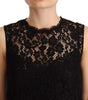Dolce & Gabbana Black Floral Lace Sheath Sleeveless Mini Dress
