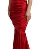 Dolce & Gabbana Red Silk Stretch Sheath Mermaid Gown Dress