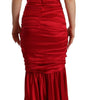 Dolce & Gabbana Red Silk Stretch Sheath Mermaid Gown Dress