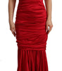 Dolce & Gabbana Red Silk Stretch Sheath Mermaid Gown Dress
