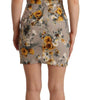 Dolce & Gabbana Gray Silk Stretch Floral Sheath Mini Dress