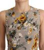 Dolce & Gabbana Gray Silk Stretch Floral Sheath Mini Dress