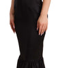 Dolce & Gabbana Black Silk Stretch Sheath Mermaid Midi Dress