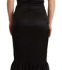 Dolce & Gabbana Black Silk Stretch Sheath Mermaid Midi Dress