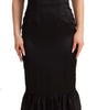 Dolce & Gabbana Black Silk Stretch Sheath Mermaid Midi Dress