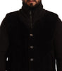 Dolce & Gabbana Black Leather Mens Turtle Neck Coat Jacket