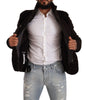 Dolce & Gabbana Black Leather Mens Turtle Neck Coat Jacket