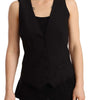 Dolce & Gabbana Black Button Down Sleeveless Vest Wool Top