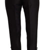 Dsquared² Black Button Embellished Cropped High Waist Pants