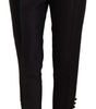 Dsquared² Black Button Embellished Cropped High Waist Pants