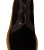 Dolce & Gabbana Brown Velvet Exotic Leather Boots