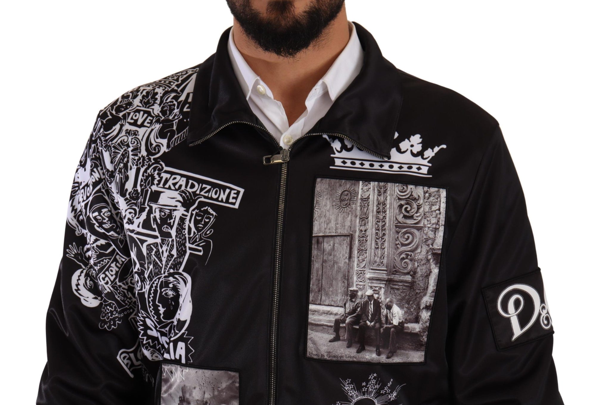 Dolce & Gabbana Black Logo Zipper Superstizione Sweater