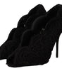 Dolce & Gabbana Black Cordonetto Ricamo Pump Open Toe Shoes