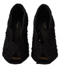 Dolce & Gabbana Black Cordonetto Ricamo Pump Open Toe Shoes