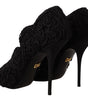 Dolce & Gabbana Black Cordonetto Ricamo Pump Open Toe Shoes