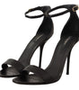 Dolce & Gabbana Black Ostrich Ankle Strap Heels Sandals Shoes