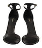 Dolce & Gabbana Black Ostrich Ankle Strap Heels Sandals Shoes