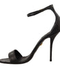 Dolce & Gabbana Black Ostrich Ankle Strap Heels Sandals Shoes