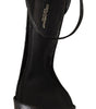 Dolce & Gabbana Black Ostrich Ankle Strap Heels Sandals Shoes