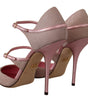 Dolce & Gabbana Pink Glittered Strappy Sandals Mary Jane Shoes
