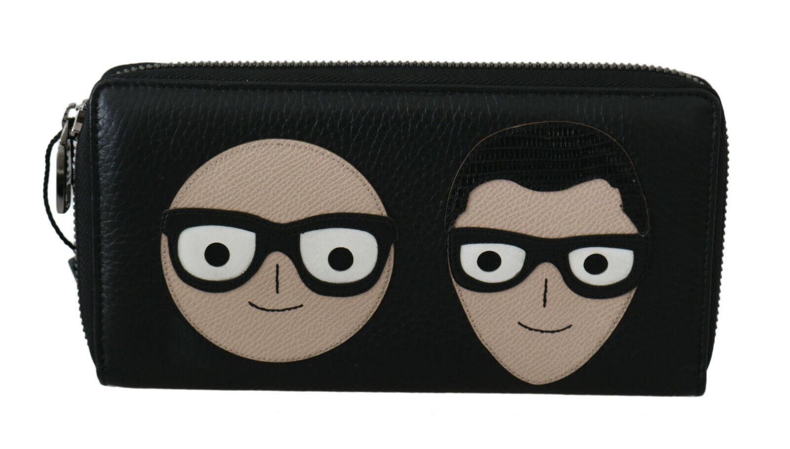 Portefeuille continental élégant en cuir noir Dolce & Gabbana