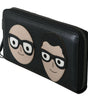 Portefeuille continental élégant en cuir noir Dolce & Gabbana