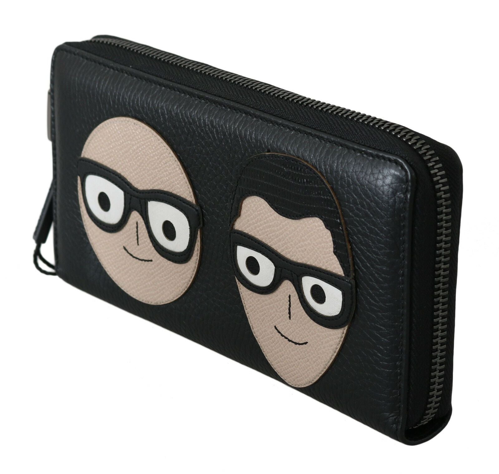 Portefeuille continental élégant en cuir noir Dolce & Gabbana