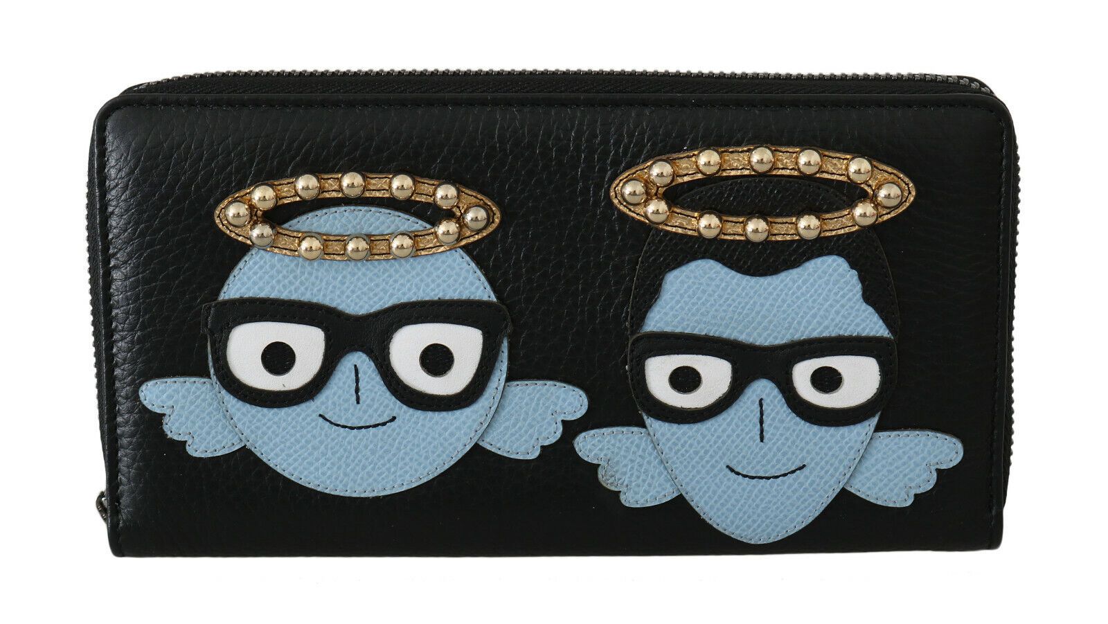 Portefeuille zippé élégant en cuir noir Dolce & Gabbana