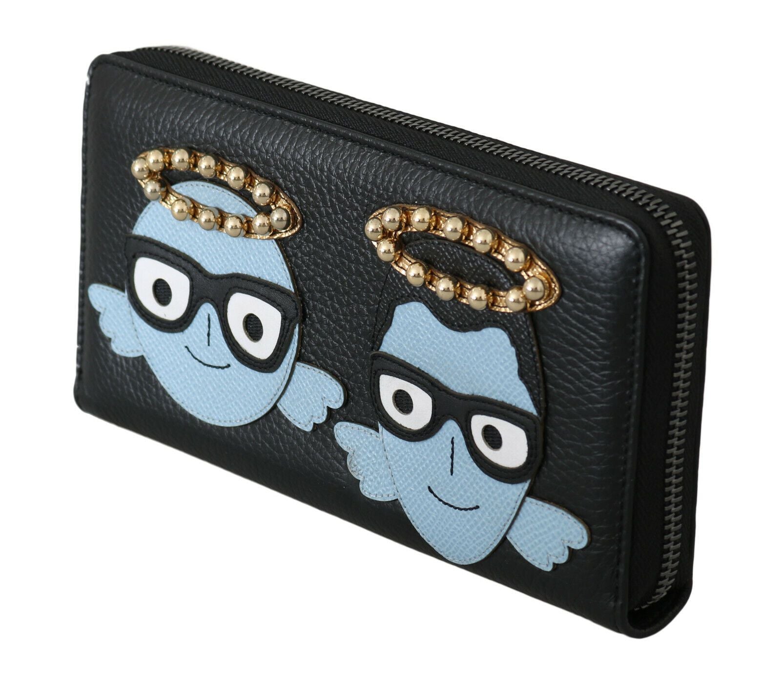 Portefeuille zippé élégant en cuir noir Dolce & Gabbana