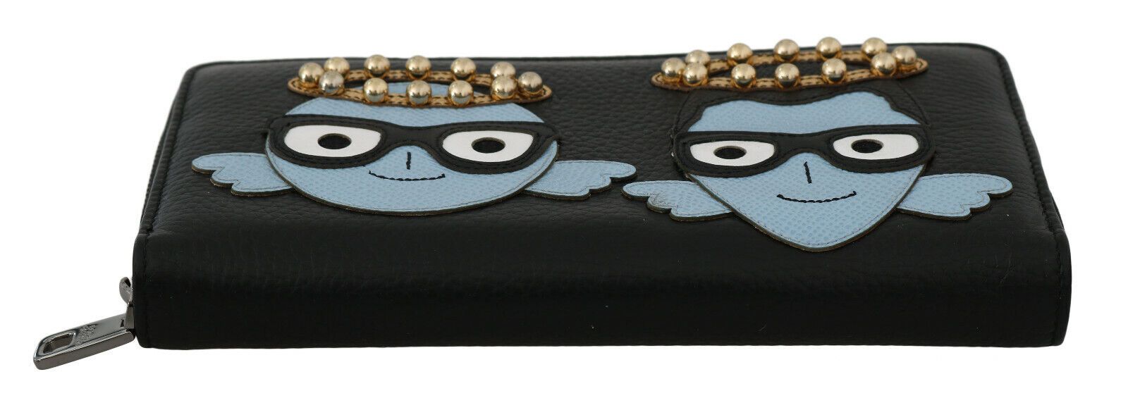 Portefeuille zippé élégant en cuir noir Dolce & Gabbana