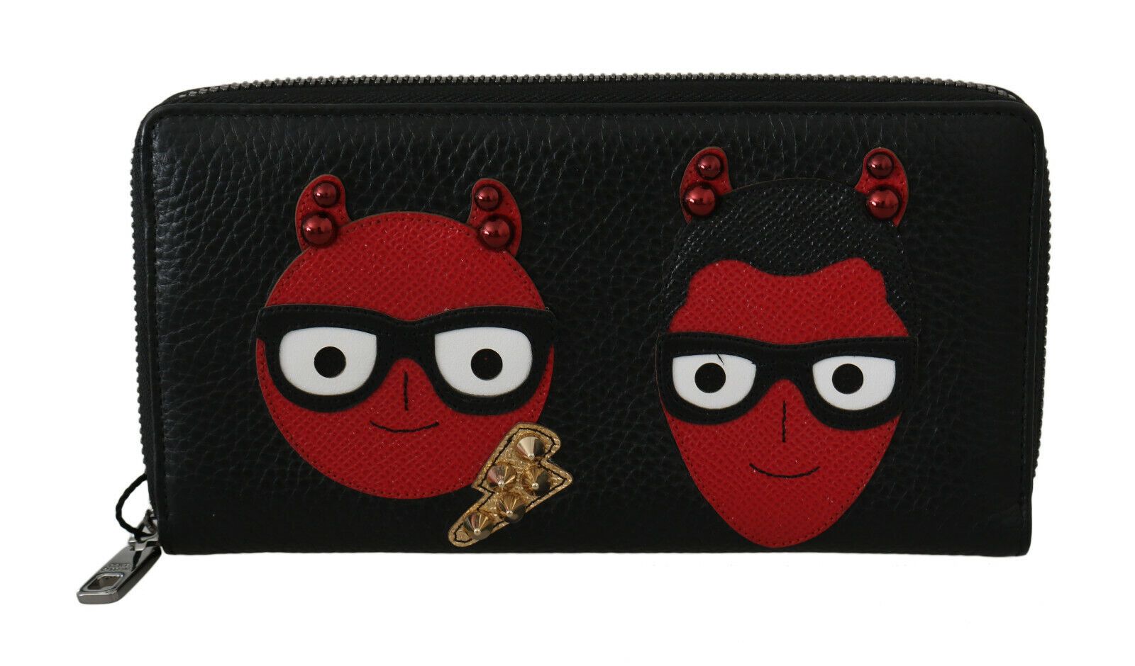 Portefeuille continental en cuir noir et rouge Dolce & Gabbana Chic