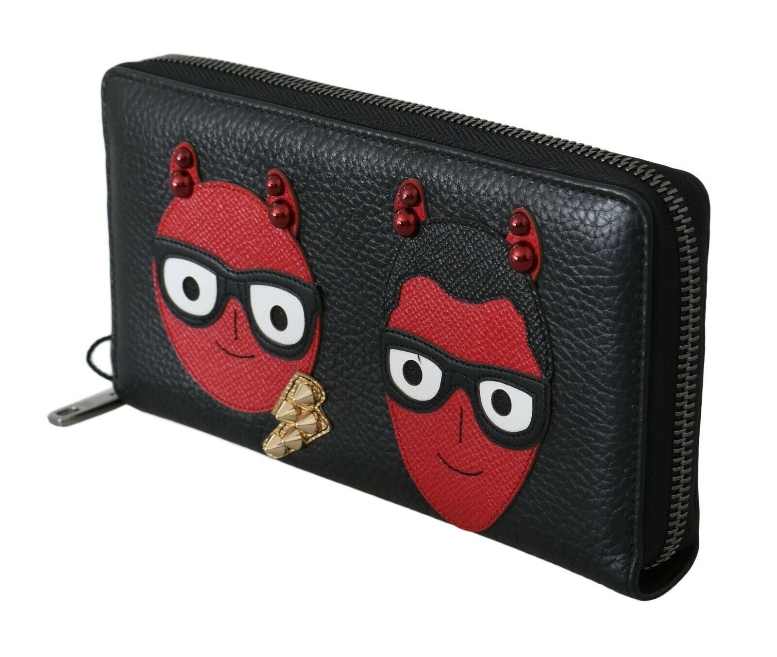 Portefeuille continental en cuir noir et rouge Dolce & Gabbana Chic