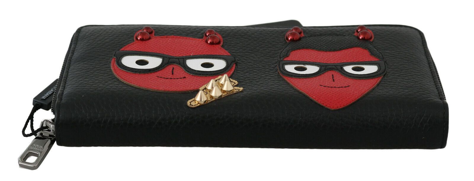 Portefeuille continental en cuir noir et rouge Dolce & Gabbana Chic