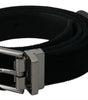 Dolce & Gabbana Black Velvet Leather Silver Buckle Belt