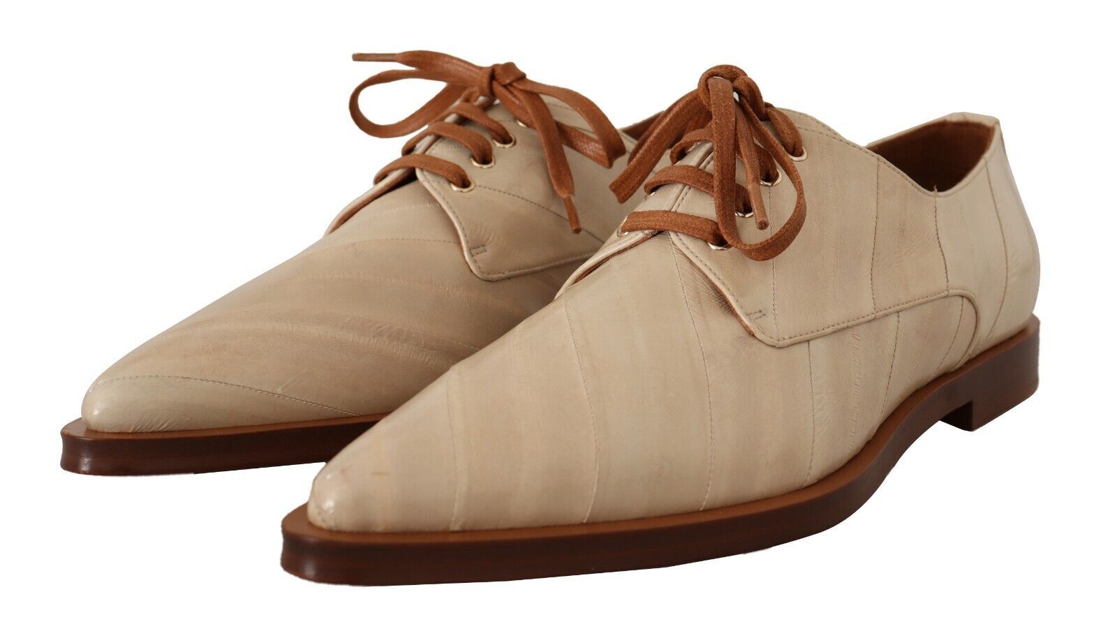 Dolce & Gabbana Élégantes ballerines en cuir d'anguille beige