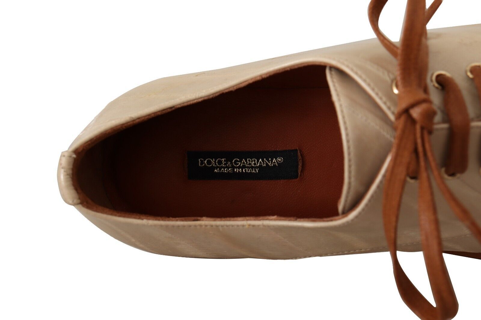 Dolce & Gabbana Élégantes ballerines en cuir d'anguille beige
