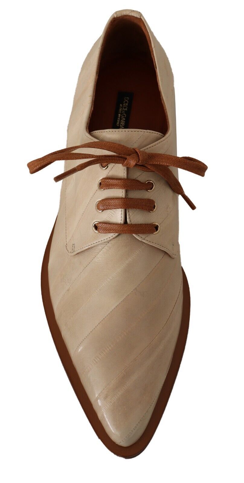 Dolce & Gabbana Élégantes ballerines en cuir d'anguille beige