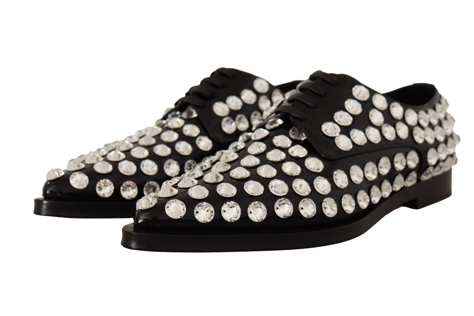 Dolce &amp; Gabbana Crystal-Embellished Leather Formal Flats
