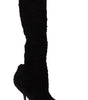 Dolce & Gabbana Black Stretch Socks Knee High Booties Shoes
