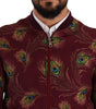Dolce & Gabbana Red Peacock Polyester Stretch Full Zip Jacket