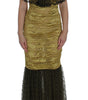 Dolce & Gabbana Yellow Black Floral Lace Ricamo Gown Dress