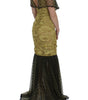 Dolce & Gabbana Yellow Black Floral Lace Ricamo Gown Dress