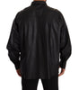 Dolce & Gabbana Black Leather Button Down Men Collared Jacket