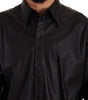 Dolce & Gabbana Black Leather Button Down Men Collared Jacket