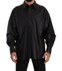 Dolce & Gabbana Black Leather Button Down Men Collared Jacket