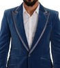 Costume slim bleu élégant en velours Dolce &amp; Gabbana