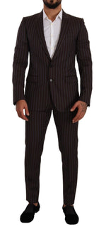 Costume slim élégant à rayures marron Dolce &amp; Gabbana