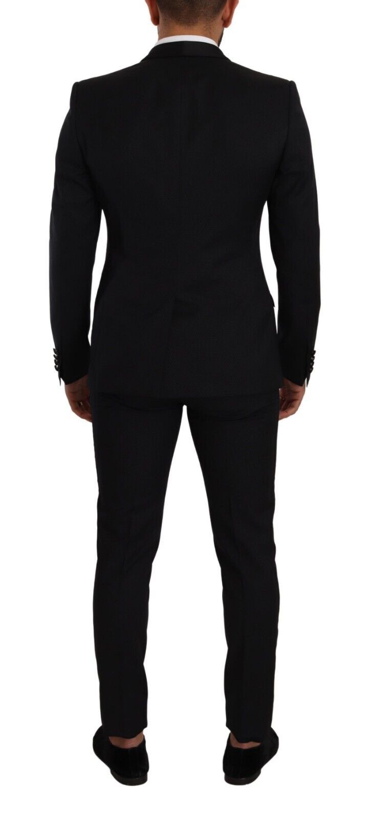 Costume élégant en laine et soie à motifs noirs Dolce &amp; Gabbana