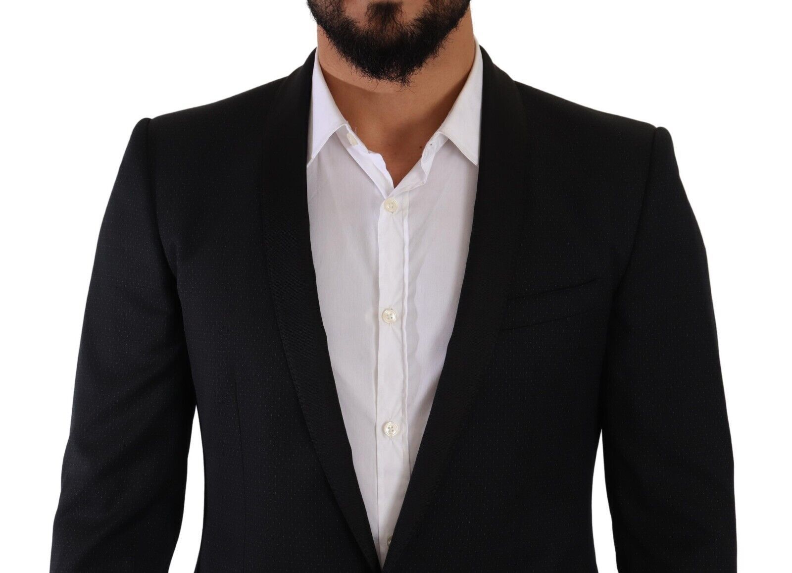 Costume élégant en laine et soie à motifs noirs Dolce &amp; Gabbana